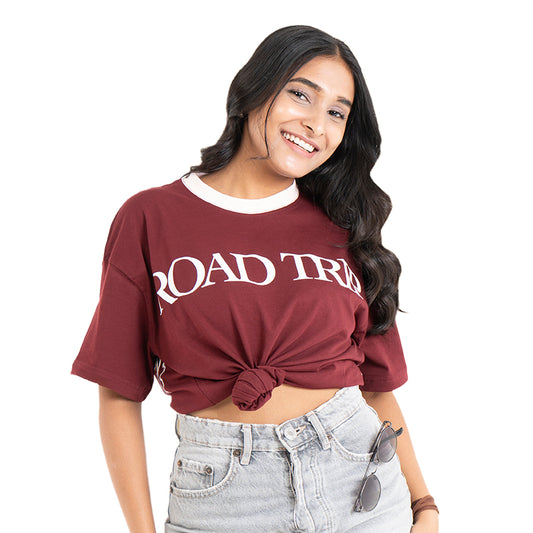 Road Trip Oversized T-Shirt in Burgundy