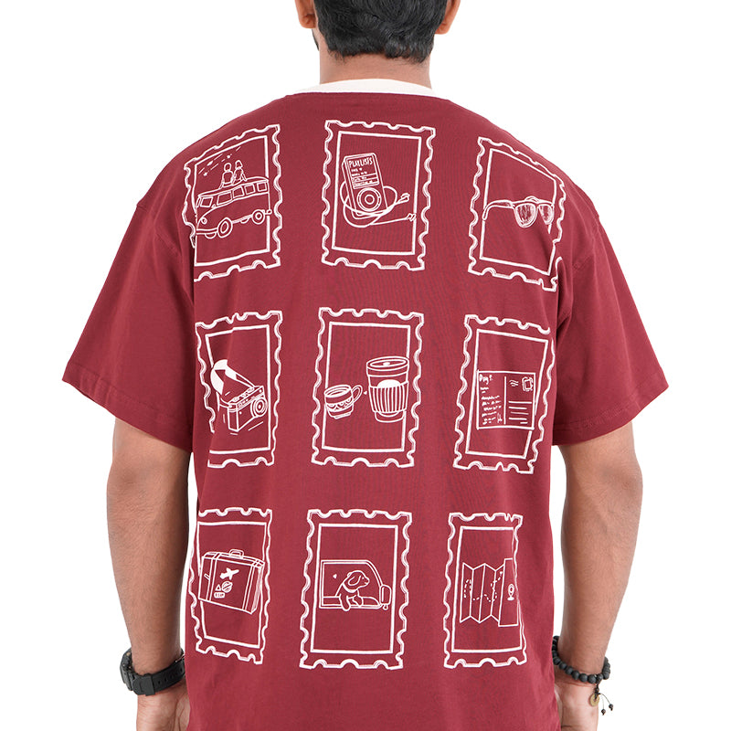 Road Trip Oversized T-Shirt in Burgundy