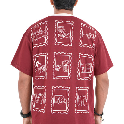 Road Trip Oversized T-Shirt in Burgundy
