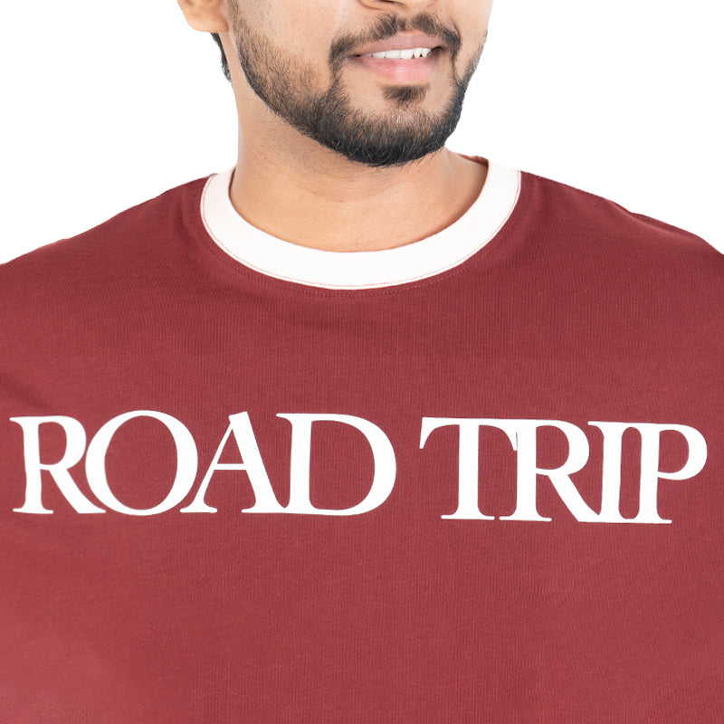 Road Trip Oversized T-Shirt in Burgundy