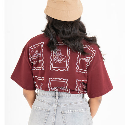 Road Trip Oversized T-Shirt in Burgundy