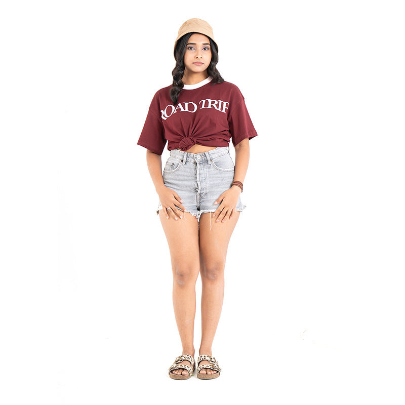 Road Trip Oversized T-Shirt in Burgundy