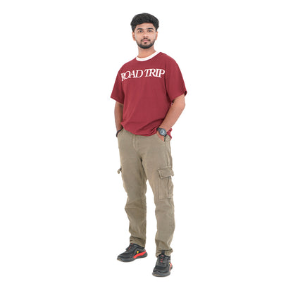 Road Trip Oversized T-Shirt in Burgundy
