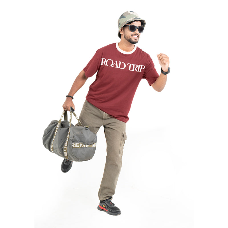 Road Trip Oversized T-Shirt in Burgundy