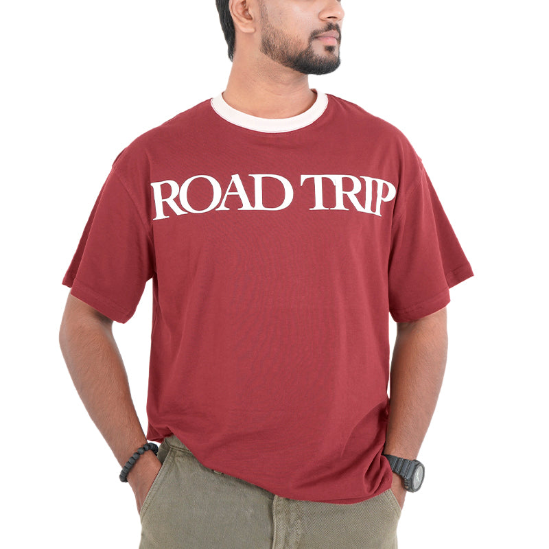 Road Trip Oversized T-Shirt in Burgundy