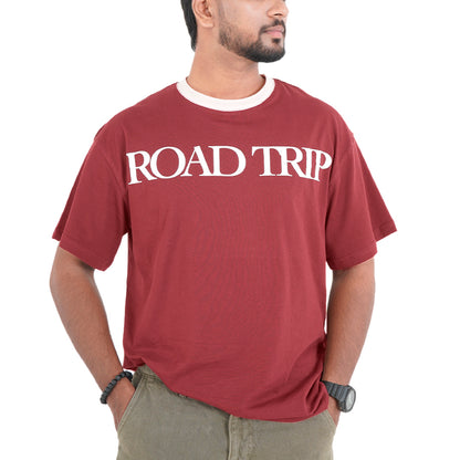 Road Trip Oversized T-Shirt in Burgundy