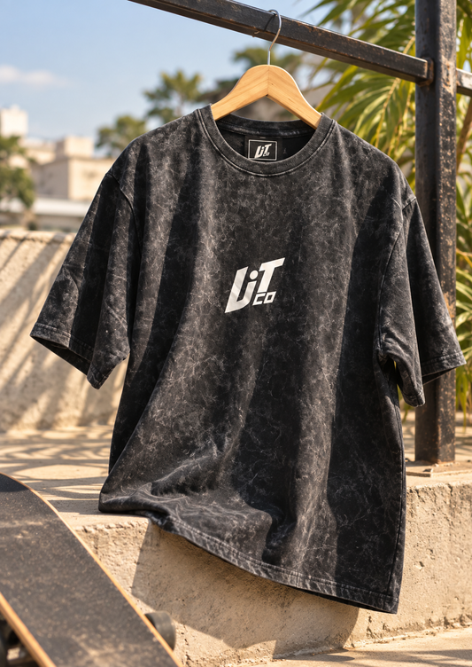 Acid wash Black Oversize T-shirt